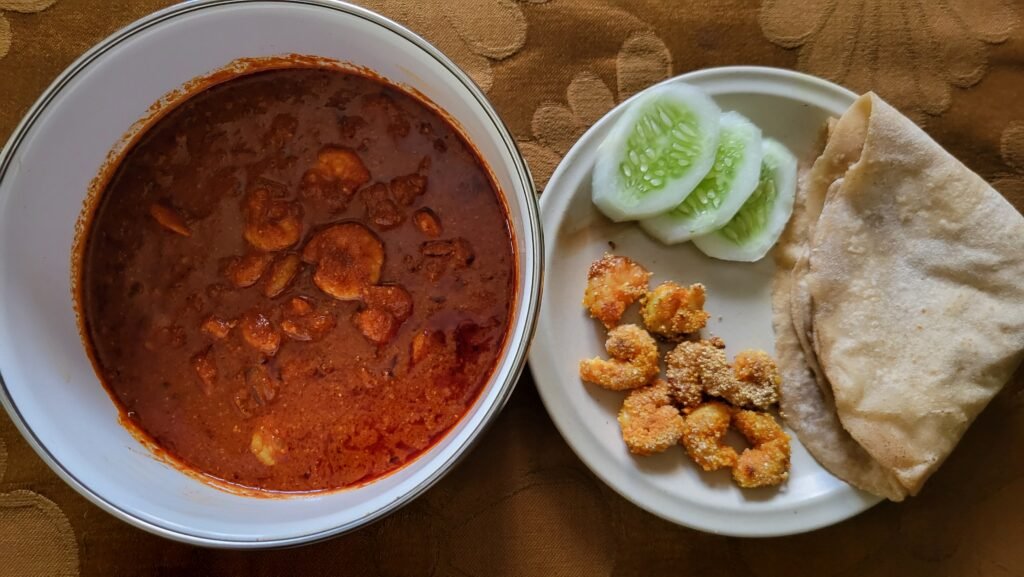 prawns vindaloo with chapati